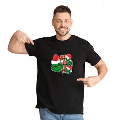 NACIONAL - Polo Navideño Grinch Unisex Algodon Negro mod1