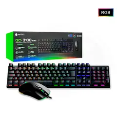 ANTRYX - Combo 2 En Uno Gc-3100 Black Teclado Switch Blue, Led Rgb, Mouse 8 Botones, 7200 Dpi, Negro