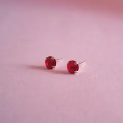 GENERICO - Aretes de plata para niña - Rojo