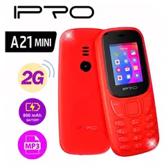 IPRO - CELULAR BASICO 2G A21 MINI ROJO RADIO FM BLUETOOTH DUAL SIM