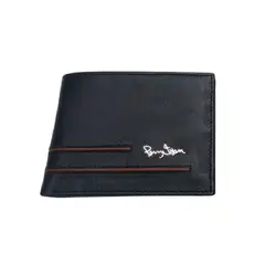 PERRY JHAN - Billetera Ejecutiva de Cuero negro para Hombre - Diseño lineal