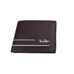 PERRY JHAN - Billetera Ejecutiva de Cuero marrón para Hombre - Diseño lineal