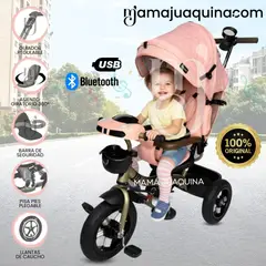 BABY KITS - Triciclo Guiador Giratorio 3 en 1 «FORT PREMIUM» USB Melón