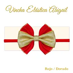 GENERICO - Vincha para bebé modelo Abigail color rojo con dorado