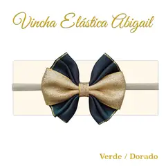 GENERICO - Vincha para bebé modelo Abigail color verde con dorado