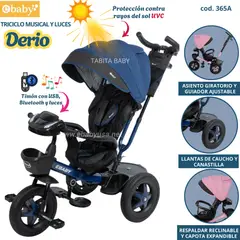EBABY - Triciclo para niños con Capota anti Rayos UVC Derio Azul