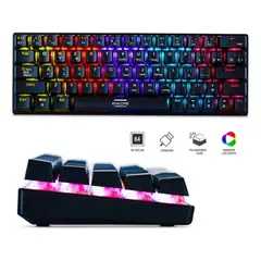 ENKORE - Teclado Mecánico Kingdom 64 Switch Blue Led Rainbow Antighos Negro Español Latinoamérica