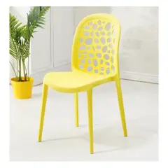 PET MOOD - Silla Moderna Con Respaldo Calado Para Interior o Exterior Color Amarillo