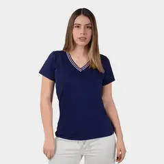 PAPIROS DENIM - Polo Cuello V para Mujer