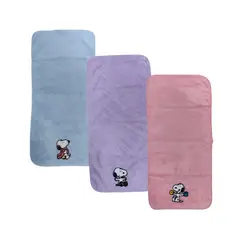 SNOOPY - Tripack Toallas de Mano Celeste + Lila + Rosado