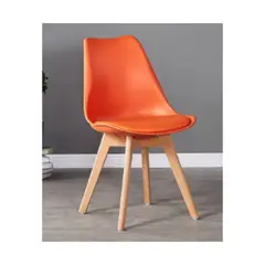 PET MOOD - Silla Moderna Con Patas De Madera Y Asiento Acolchado Color Naranja