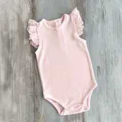 ECOBEBE - Body Bebé Broderie - Soft Pink 100% Algodón Orgánico