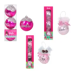 BARBIE - Tripack Bolas Navidad 8 cm con 3 Mod 4 + 3 Mod 1 + 3 Mod 2