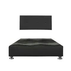 GENERICO - Box tapizado P.cromadas + cabecera refoforzada Brisa 2 plz - Negro