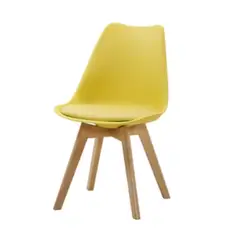 PET MOOD - Silla Moderna Con Patas De Madera Y Asiento Acolchado Color Amarillo