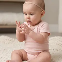 ECOBEBE - Body Bebé Manga Corta Rosa Algodón Orgánico 100% Pima