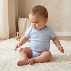 ECOBEBE - Body Bebé Manga Corta Celeste Algodón Orgánico Pima