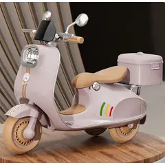 OEM - Scooter Moto Eléctrica para Niños Estilo Vespa Primavera 6V Doble Motor Luces LED y Música