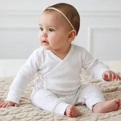 ECOBEBE - Enterizo Bebé Kimono Pointelle - Ecowhite 100% Algodón Orgánico