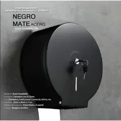 GENERICO - PORTAPAPEL JUMBO NEGRO MATE DE ACERO INOXIDABLE