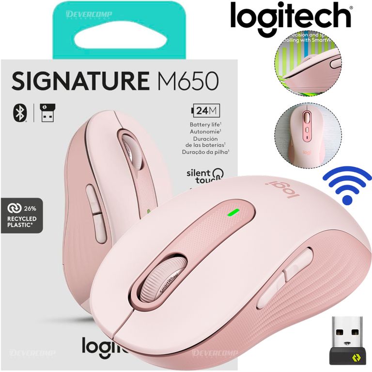 Mouse Inalámbrico Signature M650 Silent Bluetooth Rosa