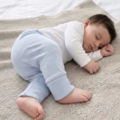 ECOBEBE - Pantalón Bebé Puño Convertible - Sky Blue 100% Algodón Orgánico
