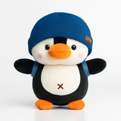GENERICO - Peluche Pingüino con Gorro y Mochila Suave tierno y perfecto para regalar