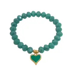LUCYANA JOYAS Y ACCESORIOS - Pulsera Mujer Pura Serenidad Murano Verde y Corazón - Joyas Lucyana