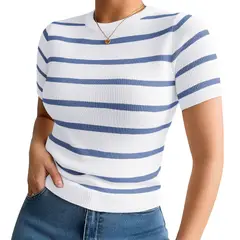 GENERICO - Polo Mujer 359G Ross-17 Polo Rayas Manga Corta Hilo Tacto Color Acero