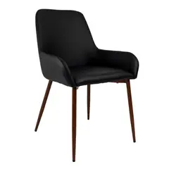 FMFURNITURE - Silla Negra Patas Café Oscuro 87x50x52 Cm