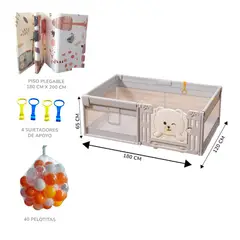 GENERICO - CORRAL DE JUEGOS PACK COMPLETO 120 CM x 180 CM PARA BEBÉS