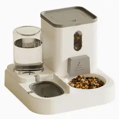 GENERICO - DISPENSADOR DE AGUA Y COMIDA 2 EN 1 RECT -GRIS