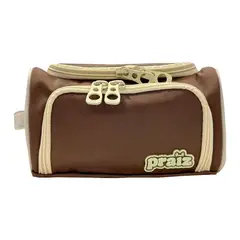 GENERICO - CARTUCHERA CON MÚLTIPLES CIERRES MARRON