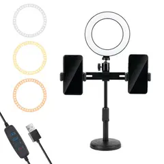 GENERICO - ARO DE LUZ DE MESA CON SOPORTE DE CELULAR