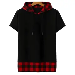 GENERICO - Polo Hombre Oversize Capucha Cuadros