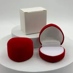 GENERICO - Cajita de anillo en forma de corazón de terciopelo