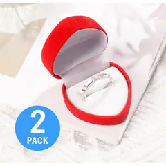 GENERICO - Cajita de anillo en forma de corazón de terciopelo 2 set