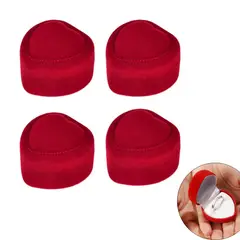 GENERICO - Cajita para anillo en forma de corazón de terciopelo 4 und