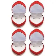 GENERICO - Cajita para anillo en forma de corazón de terciopelo 4 set