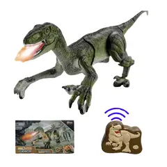 ALKALINE CARE - Dinosaurio con control remoto 24G velocirráptor diseño realista movimientos salvajes verde