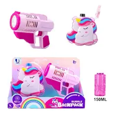 ALKALINE CARE - Set Pistola burbujas con Mochila portátil - Unicornio