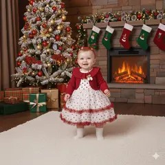 GENERICO - VESTIDO NAVIDAD PARA BEBE - ESTILO NAVIDEÑO