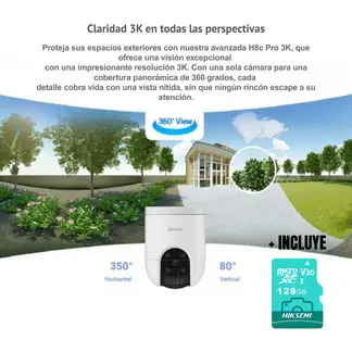 EZVIZ - Cámara WiFi H8c Pro 3K 5MP Full Color con IA + Micro SD 128gb