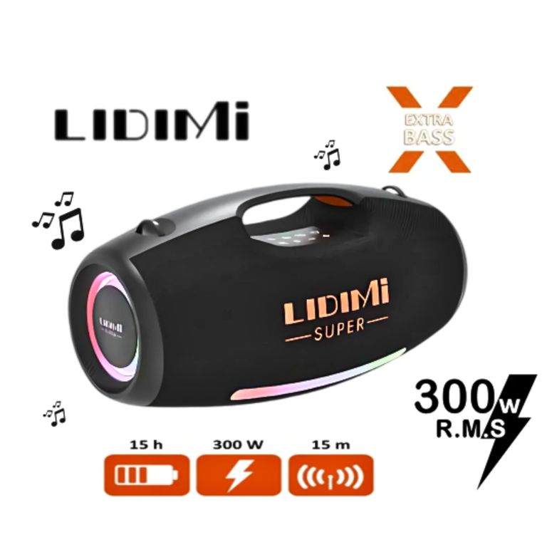 Parlante Bluetooth 300W Portátil Super LD-s684 X-bass Negro