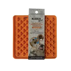 KIOXX - Comedero Antiansiedad de Silicona para Mascotas Diseño Cruz 1 Compartimento Naranja
