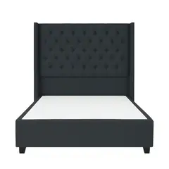 GENERICO - Cama Tapizada Confort Capitoné Gris Oscuro 1.5 Plz