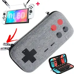 GENERICO - Mica + Funda Case Para Nintendo Switch oled - Gris