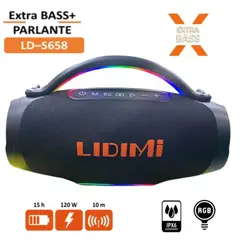 LIDIMI - Parlante Portátil Super D-S658 120W Led RGB Bluetooth USB