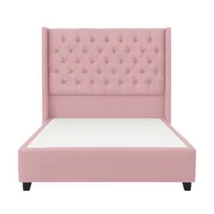 GENERICO - Cama Tapizada Confort Capitoné Rosado 1.5 Plz