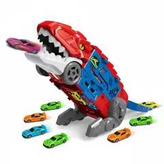 GENERICO - DINO TRUCK LANZA CARROS + 6 CARRITOS DE REGALO
